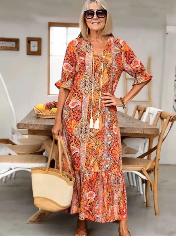 Women's Spring Summer Casual Holiday Dress New Print Fashion Elegant Loose Clubwear Womens Clothing Party Dresses Robe Femme
