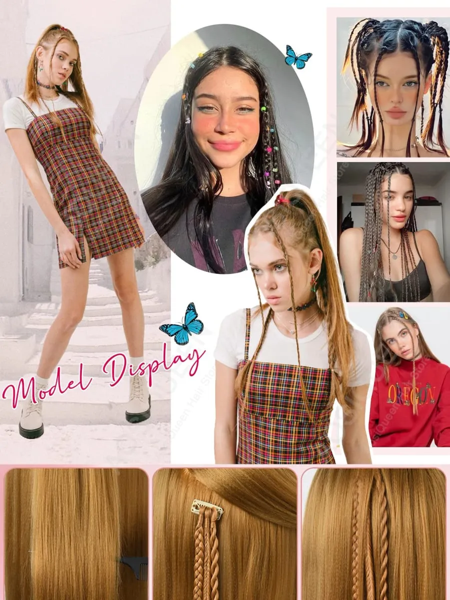 Synthetic 1/2pcs Braid Wig With Strong BB Clip Lightweight Box Braid Ponytail Hair Piece for Women