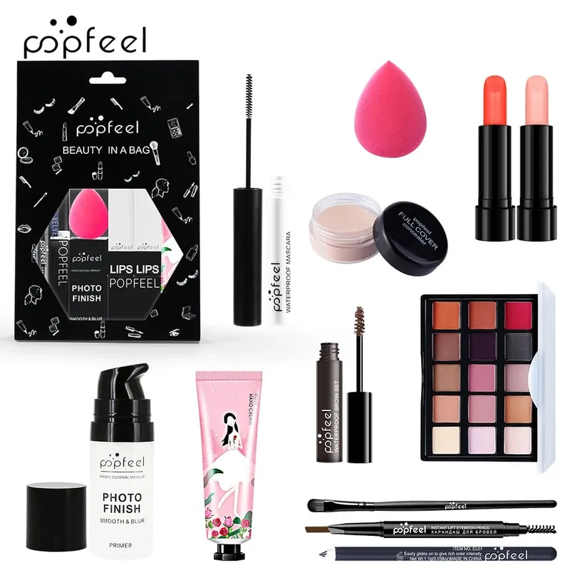 Long-Lasting Makeup Essentials Versatile Paste Complete Face Makeup Gift Bag Glamorous Makeup Collection For Makeup Beginners