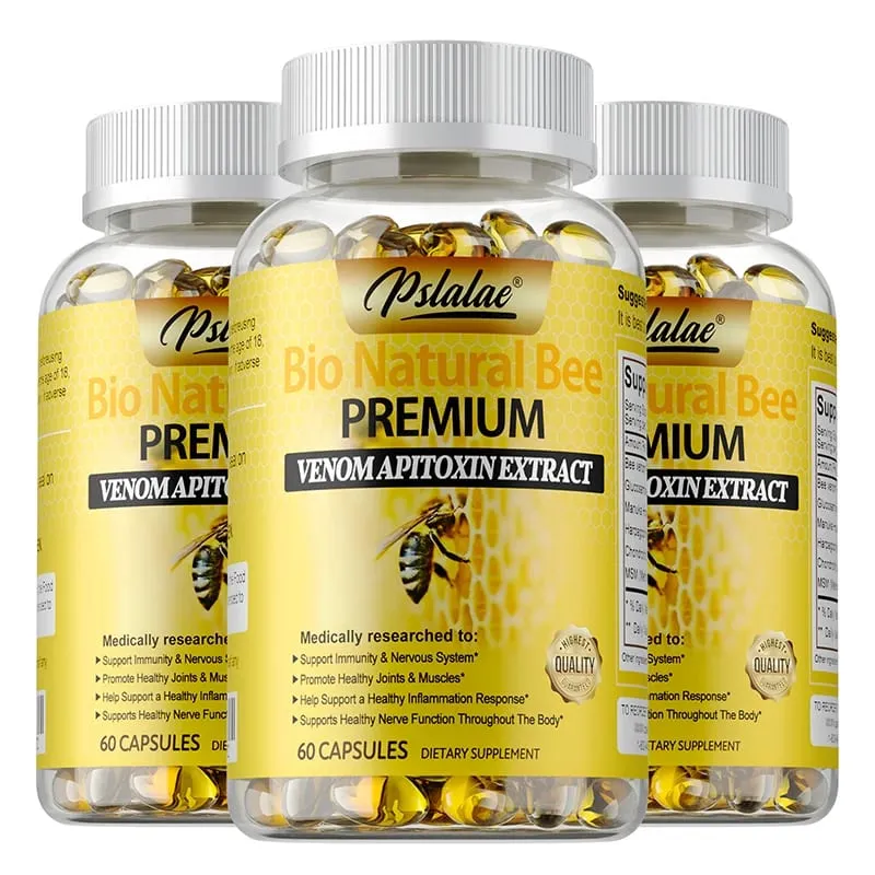 Natural Bee Venom Extract Capsules - Glucosamine Chondroitin Supplement Relieves Joint Pain and Stiffness Promotes Bone Health