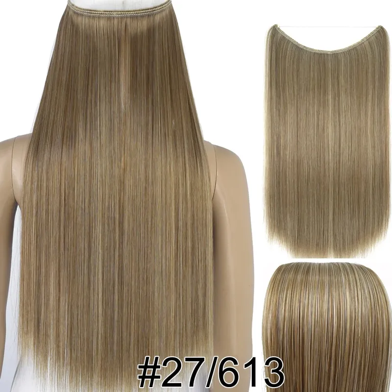 Synthetic Heat Resistant Hair Silky Straight Elasticity Invisible Wire Hair Extensions 8006