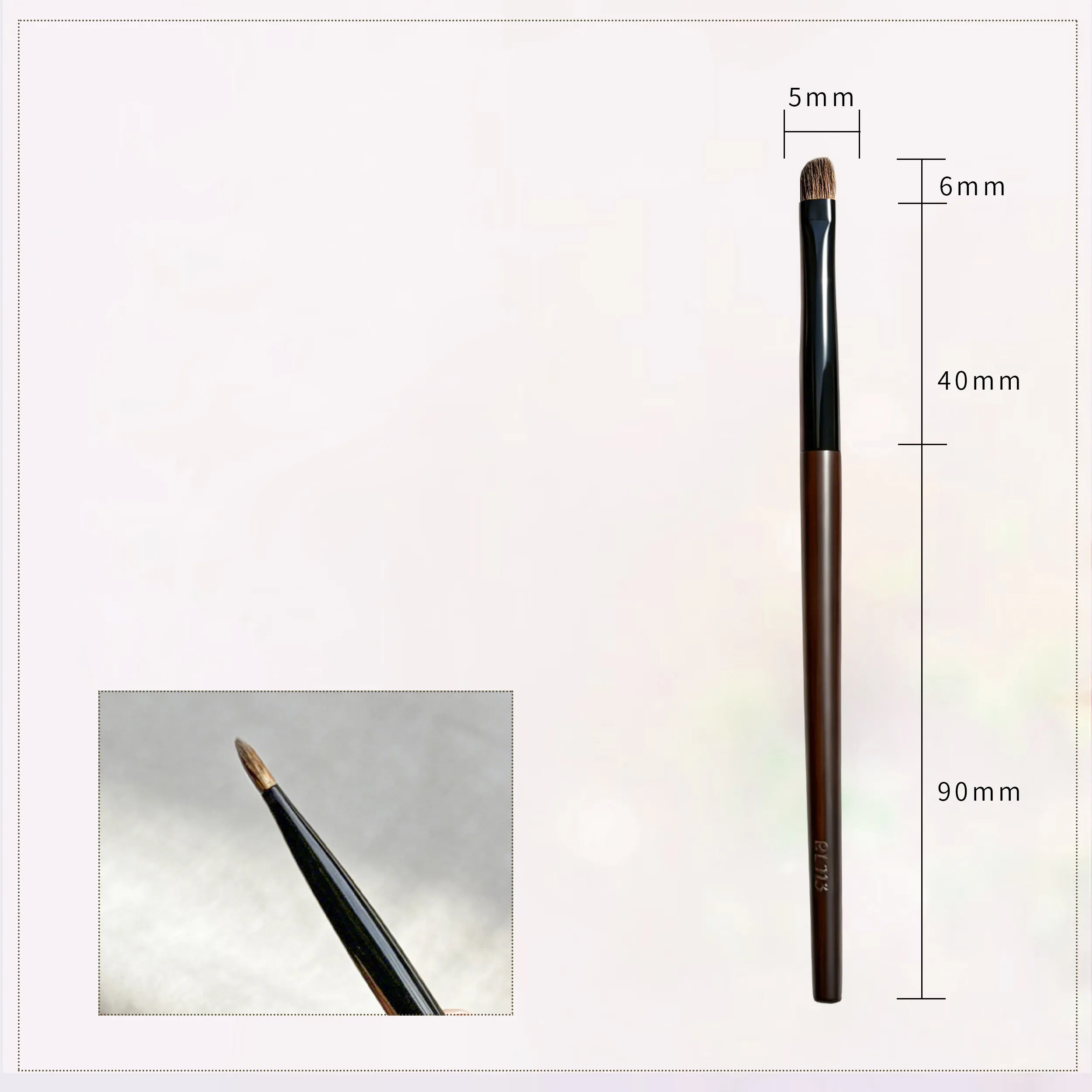 RL113 Professional Handmade Make Up Brush Flat Angled Eyeliner Brush Soft Weasel Lynx Hair Ebony Wood Handle Makeup Brushes