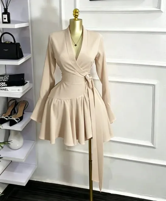 Robe portefeuille à manches longues évasée pour femmes, imprimé Tie and Dye, col en v, avec ceinture, à volants, élégante, robes de fête d'anniversaire, de vacances, 2026