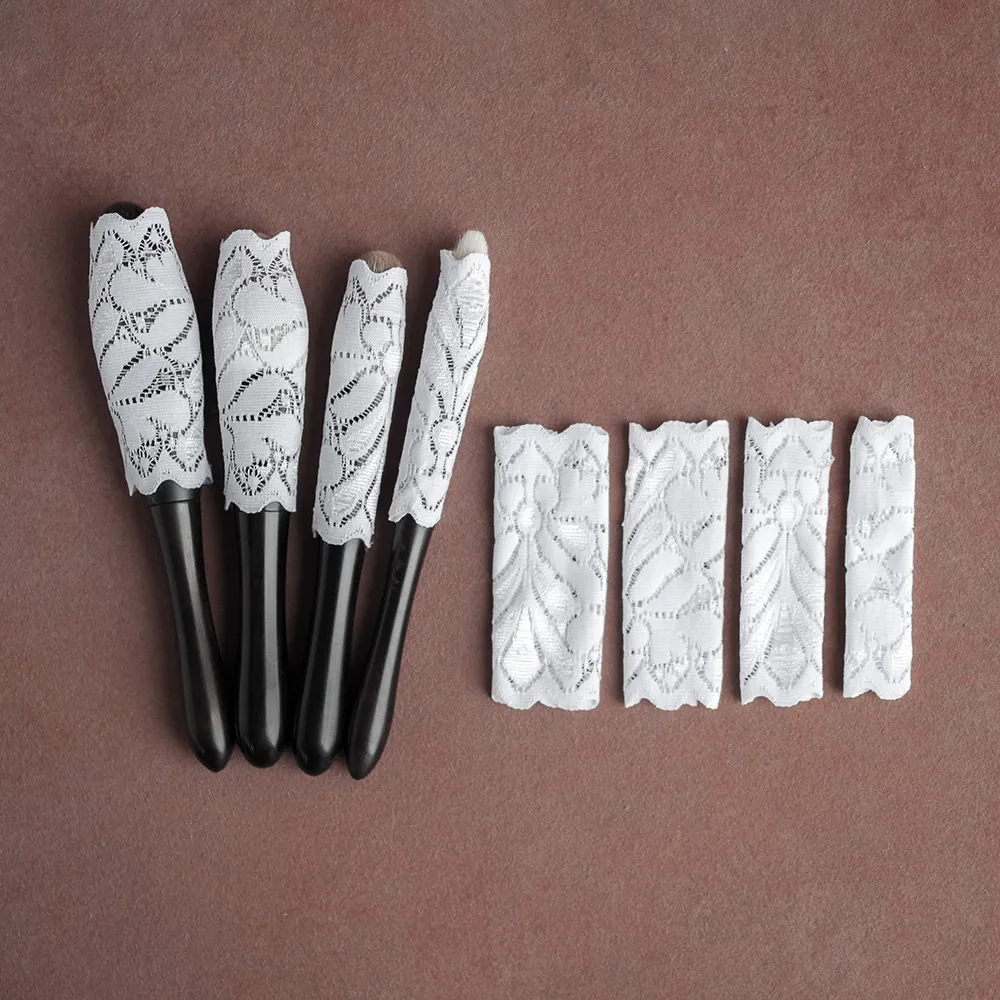 Handmade Makeup Brush Protective Sleeve 10pcs Resilient Lace Make Up Brush Netting Guard Make Up Brushes Protective Sleeve