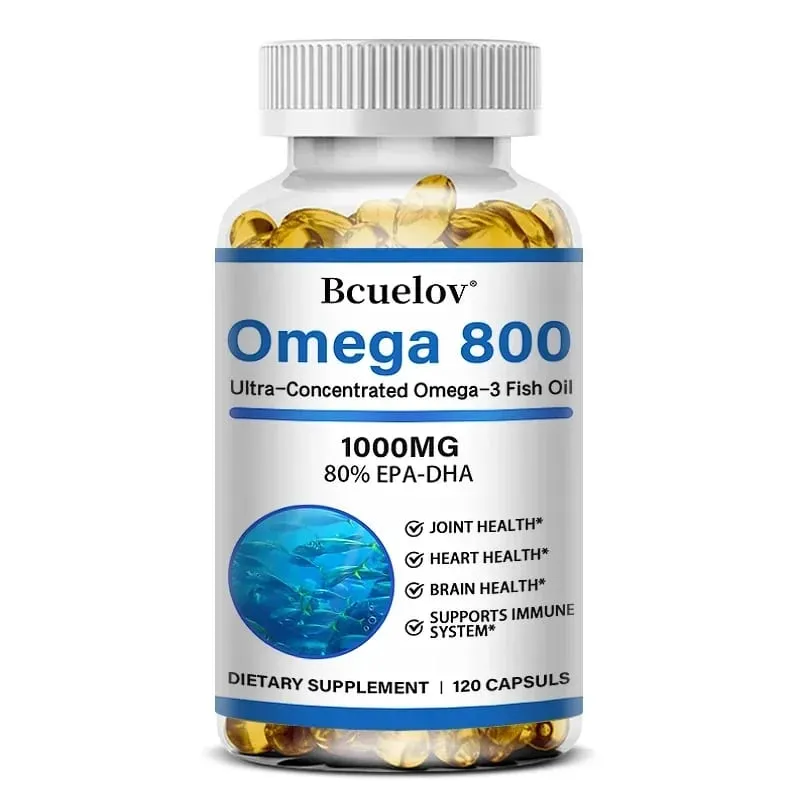 Bcuelov Fish Oil Omega 3 Supplements 1000mg Softgels Omega 3 Fish Oil for Healthy Heart Brain Support 30/60/120 Capsules