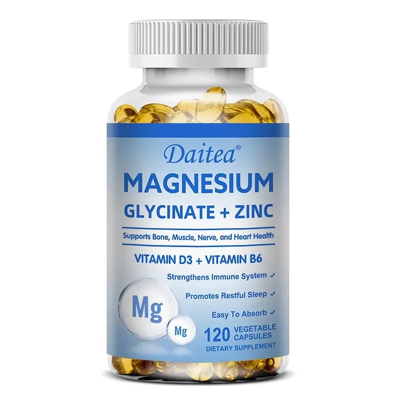 Daitea Magnesium Glycinate & Zinc Dietary Supplement - Bone Nerve Immune Support - Suitable for Men and Women