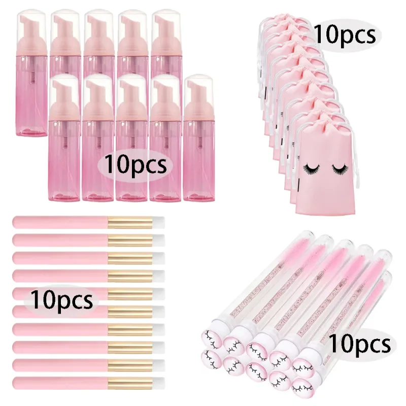 20/40Pcs 60ml Plastic Refillable Leakproof Empty Foam Pump Bottles Lash Shampoo Kit Travel Soap Dispenser Face Wash Makeup Tools