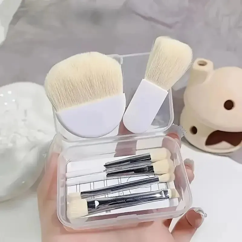 6Pcs Mini Makeup Brushes Set With Box Portable Cosmetic Powder Foundation Blush Blending Concealer Make Up Brushes Makeup Tool