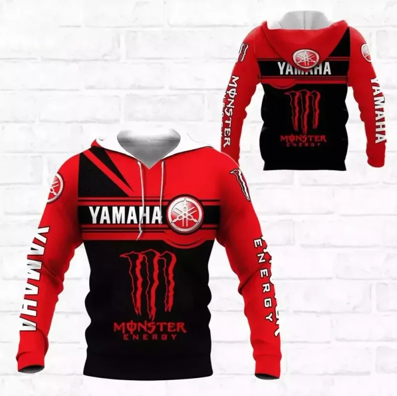 Yamaha men's 3D printed motorcycle hooded pullover shirt suitable for street wear and motorcycle riding