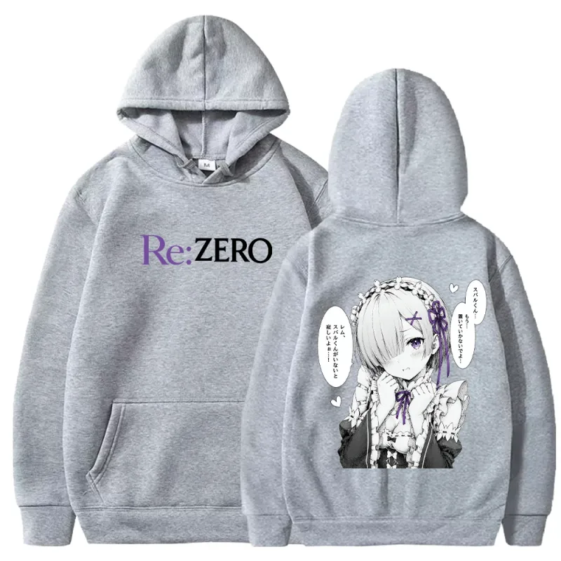 Rem Manga Re:Zero พิมพ์ Hoodies แฟชั่น Harajuku Streetwear ผู้ชายผู้หญิงเสื้อผ้าฤดูใบไม้ร่วงแขนยาว Casual ขนแกะ Hooded Pullover