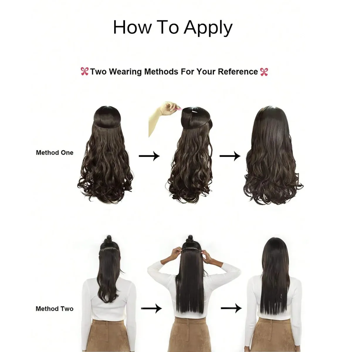 Invisible Wire Hair Extensions Adjustable Size Removable Secure Clips in 24 Inch Straight Secret Hairpiece for Women — image 7