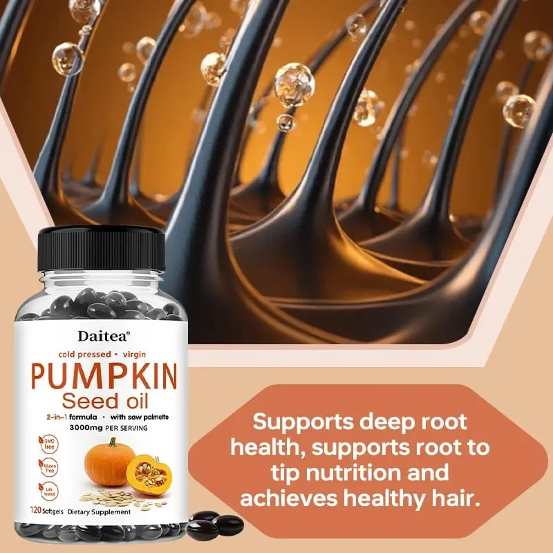 Pumpkin Seed Oil + Saw Palmetto Extract Supports Prostate and Urinary System Health Hair Care Anti-Hair Loss Men's Health