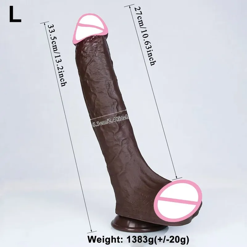4 storlekar Realistisk Mjuk Stor Dildo Dubbel Silikon Sugkopp Penis Par Onani Enorm kuk Kvinna Man Anal Vuxen Sexleksak