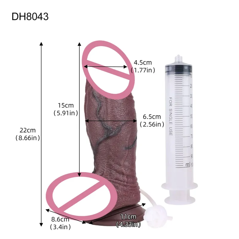 Silicone Lifelike Double Layers Ejaculating Penis Squirting Long Dildo With Sucker Anal Sex Toys For Men Women Masturbator