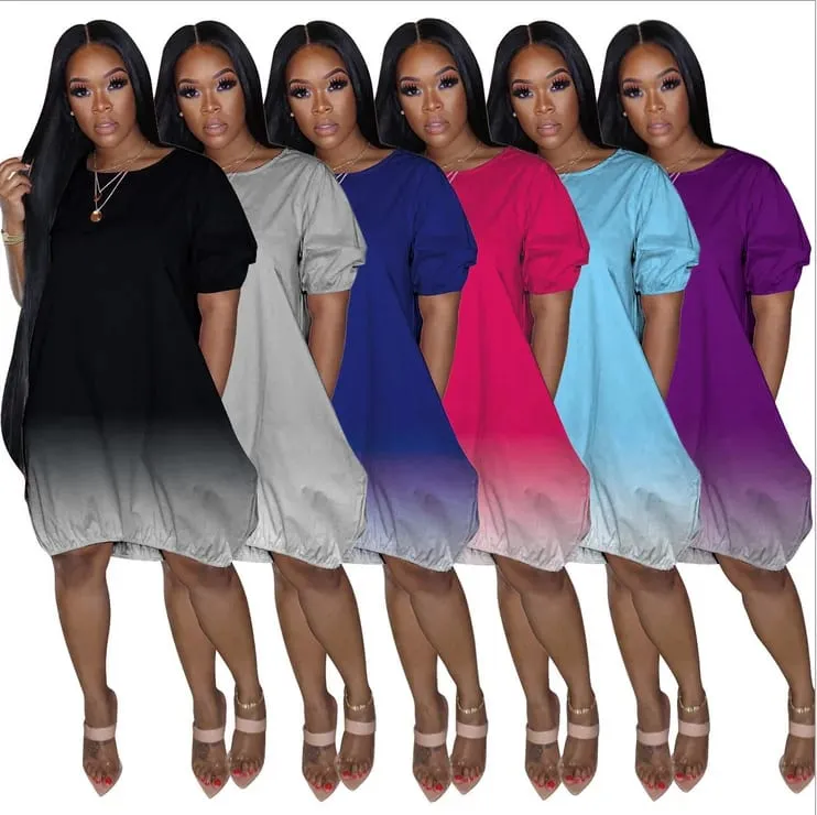 Ropa de mujer de gran tamaño, nuevo producto transfronterizo europeo y americano, nuevo vestido informal degradado, 2024