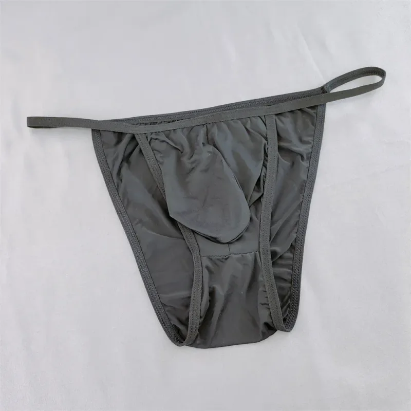 Ice Silk Briefs Men Underwear Solid Color Male Underpants Ultra-Thin Seamless Panties Thin Belt Low Waist