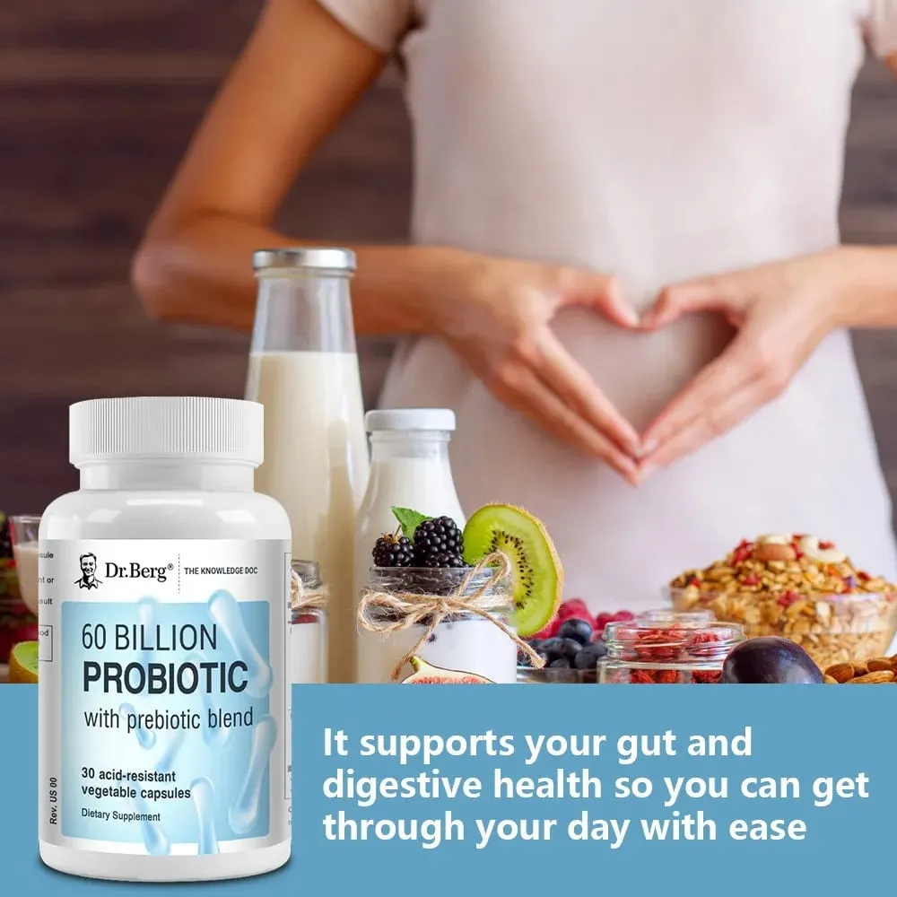 60 Billion Probiotic with Prebiotic Blend 30 Veggie Caps Gut and Digestive Health