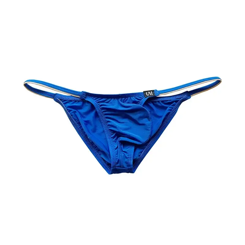 New Arrival Men's Ice Silk Briefs Color Block Low-rise Thin Sexy Underwear — image 4
