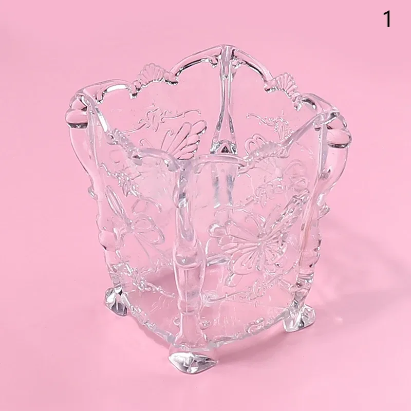 Cotton Pad Nails Storage Box Butterfly Transparent Pink Design Napkins Container Brush Organizer Makeup Case Nail Art Tools