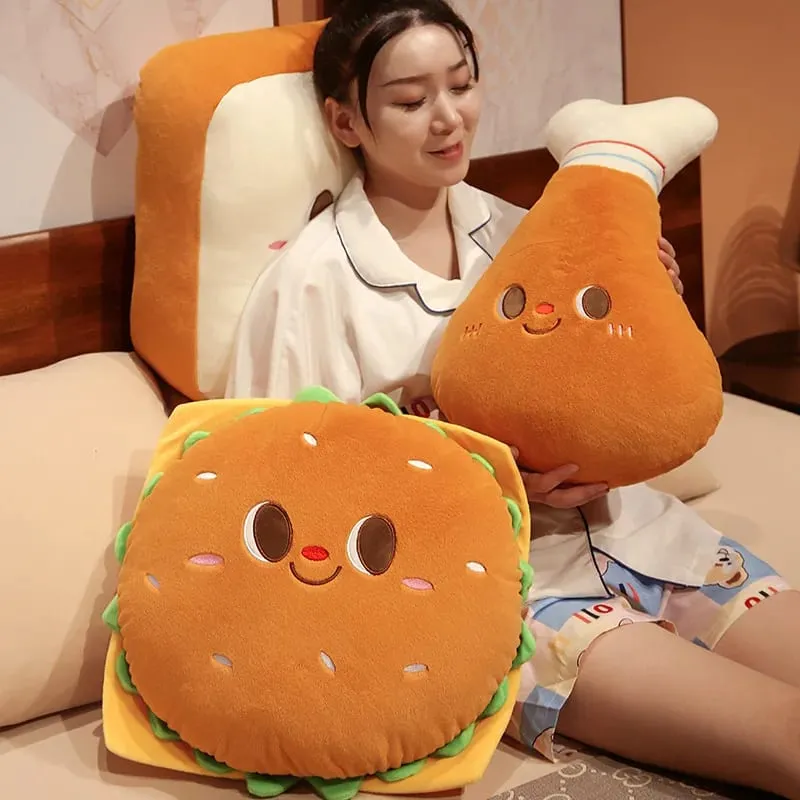 Fried Chicken Burger Plush Toy Super Soft Filled Plush Pillow Delicious Food Toys For Kids Christmas Halloween Holiday Gifts — image 5