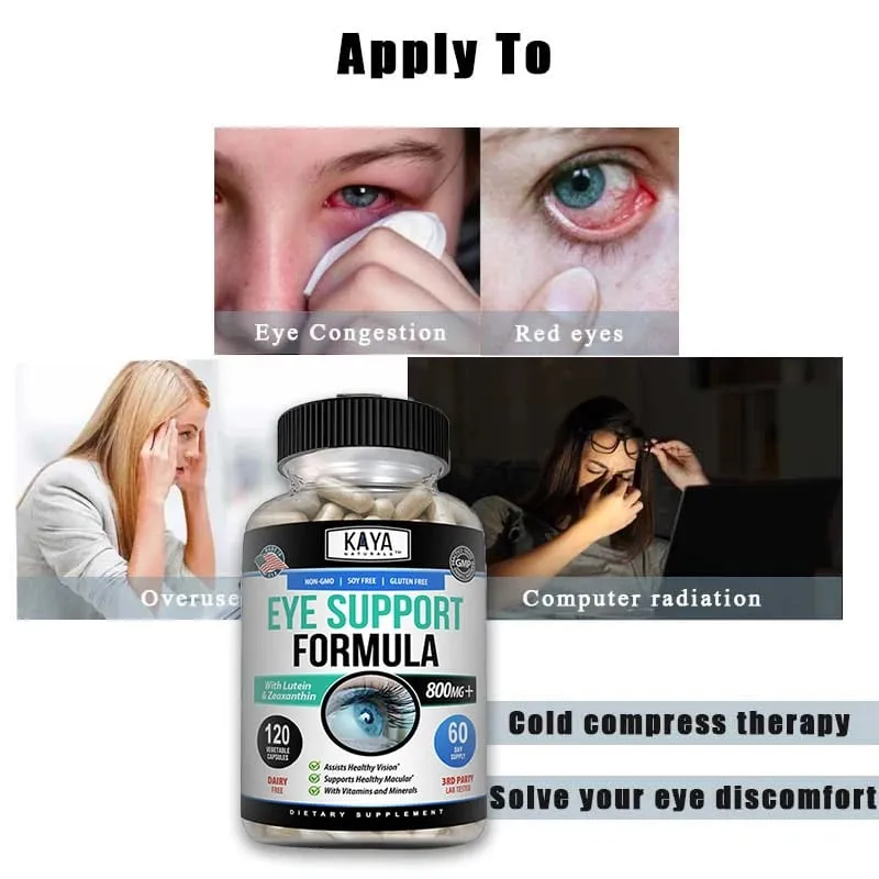 Eye Support Capsules Lutein Bilberry - Improve Vision Health Macula Healthy Macula Blue Light & Eye Fatigue Relief
