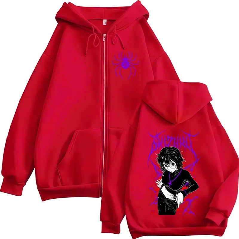 Anime Hunter X Hunter Shizuku Murasaki Zipper Hoodies Men's Women Clothing Oversized Fleece Zip Up Hooded Sweatshirts Streetwear