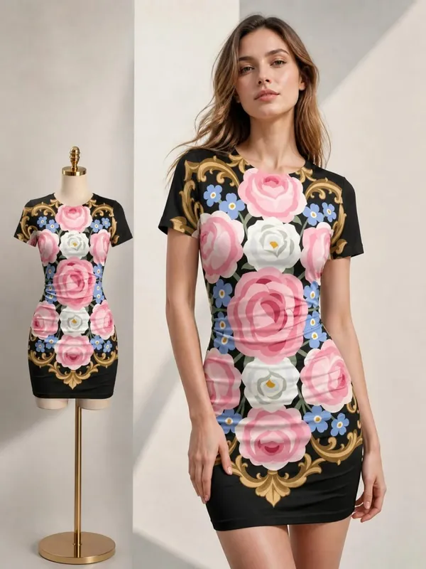 Dámské minišaty Bodycon s krátkým rukáve
