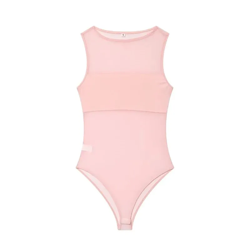 Sexy Mesh Bodysuit Women Transparent Tight Bodys for Women Summer Sleeveless Tops Woman Tulle Sexy Lingerie Body Woman