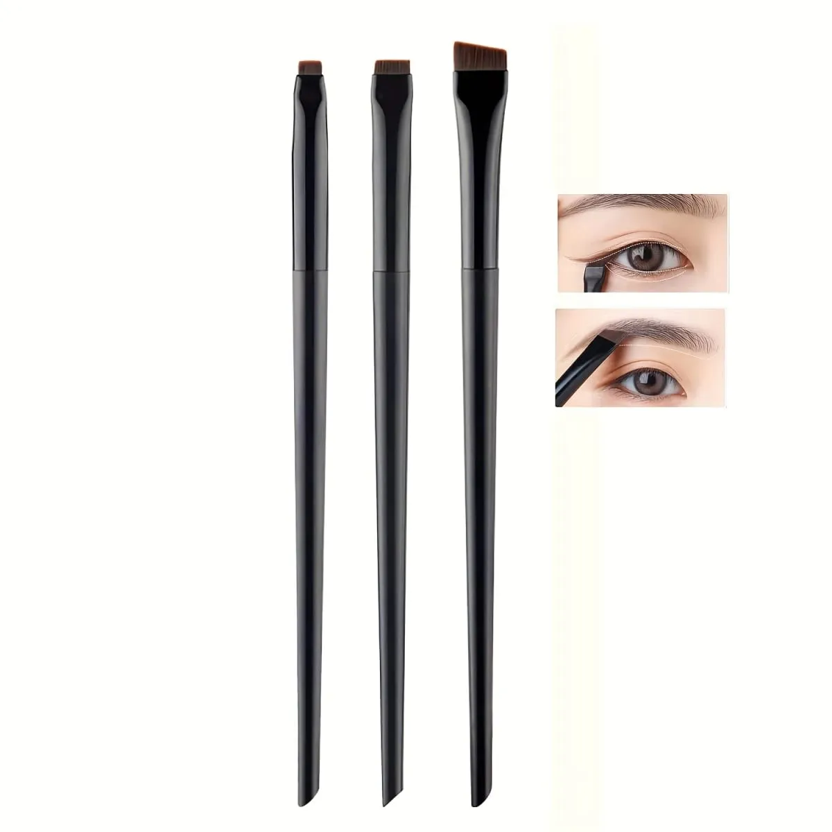 3 adet Makyaj Fırça Seti Bıçak eyeliner fırçası ince eğik kafa kaş fırçası anahat eyeliner ultra ince göz farı fırçası makyaj b