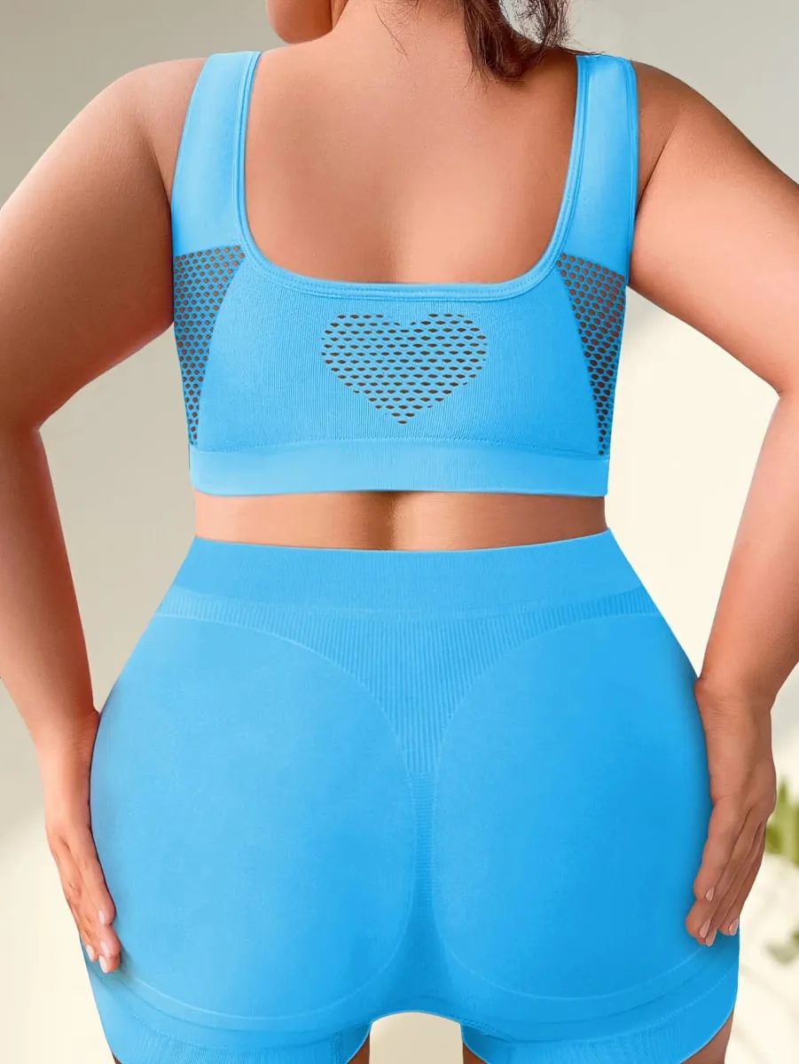 1 set damunderkläder set Plus Size Bralette Sömlös BH Bekväma ventilerande Sport BH Boxers i stretchtyg