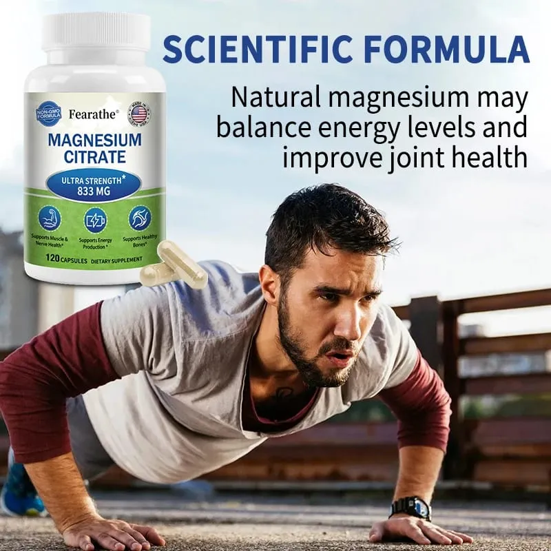 Cápsulas de citrato de magnesio Ayuda nutricional altamente absorbible Relajación Sueño Hueso Corazón Nervio Músculo y metabolismo