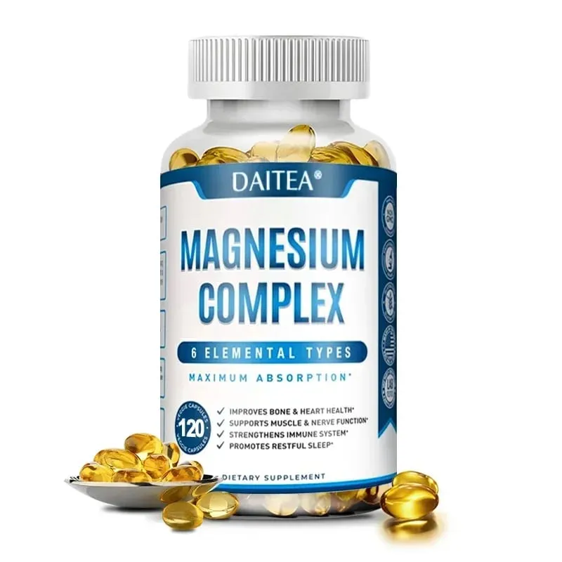 Magnesium Complex Capsule Supplement Supports Nervous System Muscle Cardiovascular and Bone Health Helps Sleep Boosts Energy