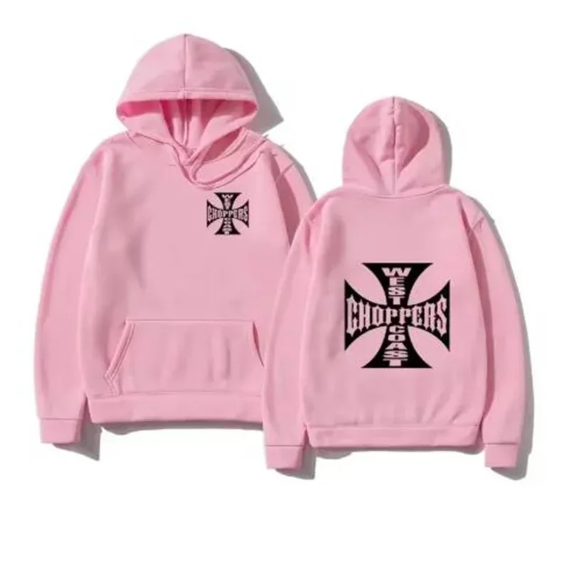 West Coast Iron Cross Choppers Tryckt Huvmode för män Cool tröja Unisex mode fleece Oversized hoodie Streetwear