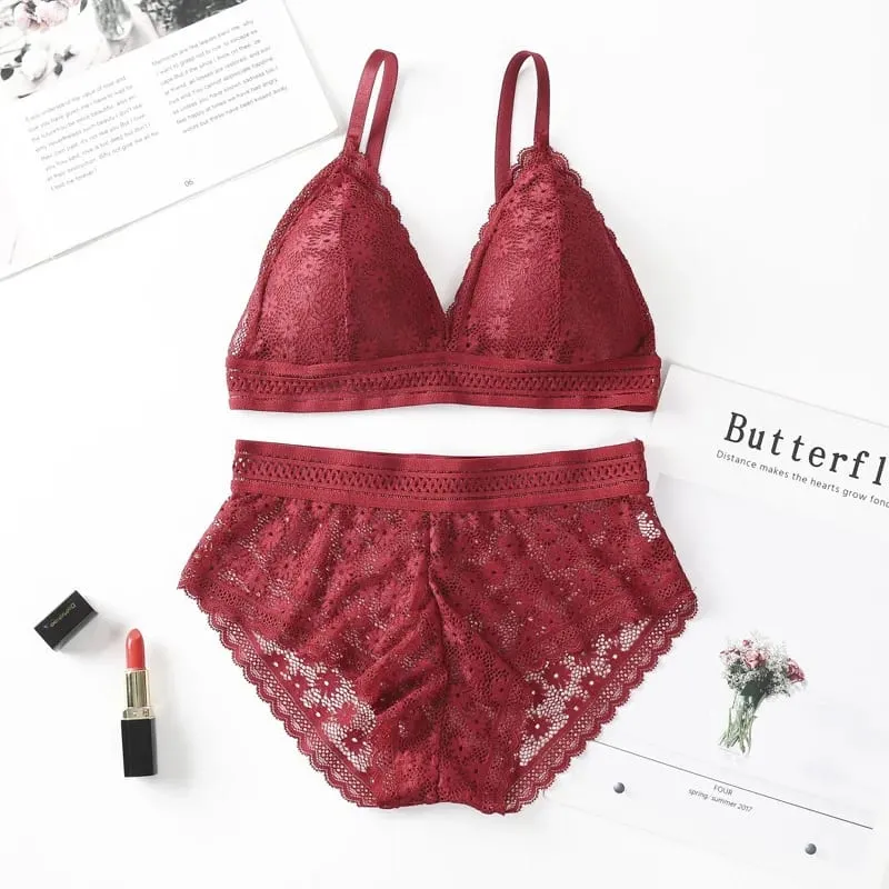 Lace Back Women Bra Set Without Steel Rims French Triangular Cup Comfortable Chest Covering Stretchable Skin Friendly Underwear — image 13