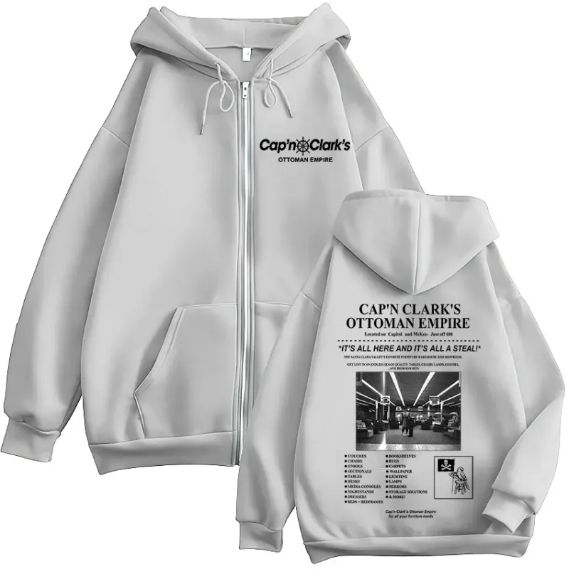ภาพยนตร์สยองขวัญ Backrooms Cap'n Clark's Ottoman Empire Zipper Hoodies ชายเสื้อผ้าผู้หญิง Zip Up Hooded เสื้อแจ็คเก็ตเสื้อ
