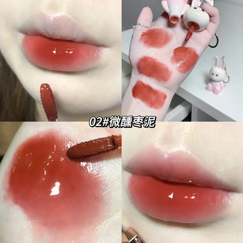 Cute Rabbit Mirror Lip Glaze Keychain Lipstick Waterproof Lip Gloss Long Lasting Non-stick Cup Women Lip Glaze Cosmetic 6 Colors — image 9