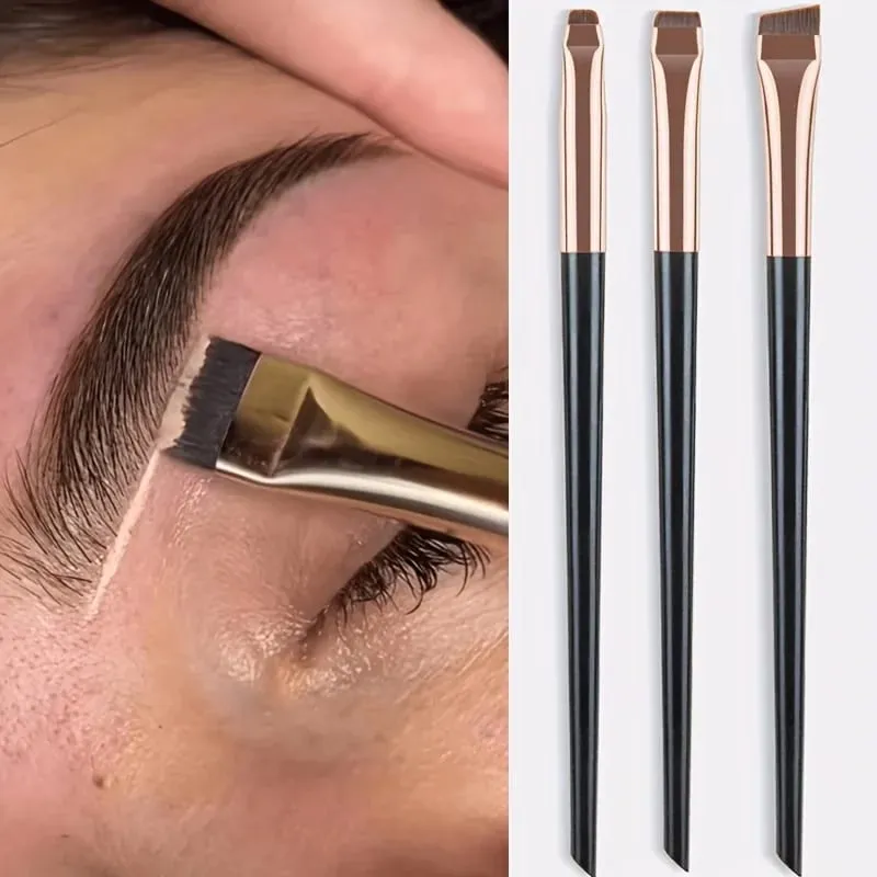 3 adet Makyaj Fırça Seti Bıçak eyeliner fırçası ince eğik kafa kaş fırçası anahat eyeliner ultra ince göz farı fırçası makyaj b