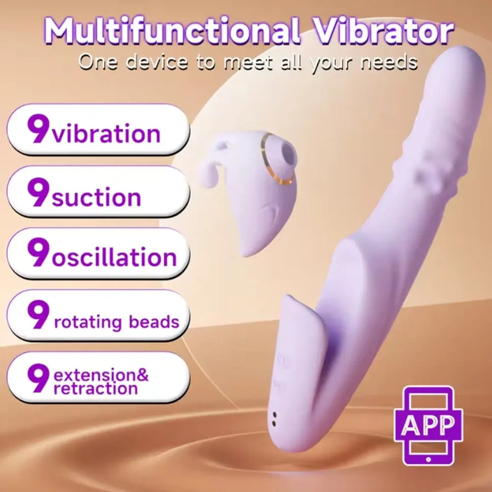 Støbende Vibrator Aftagelig Sucker Orgasme Klitoris Stimulator APP-kontrol 9 sugende & 9 teleskopiske tilstande Sexlegetøj til kvinder