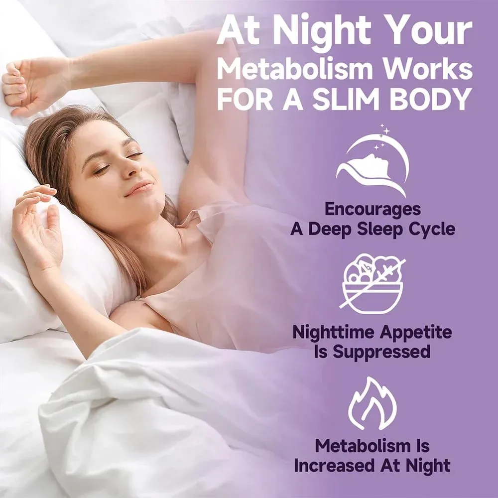 Nighttime Fat Burner Sleep Supplement and Appetite Suppressant for Men and Women - Metabolism Detoxification