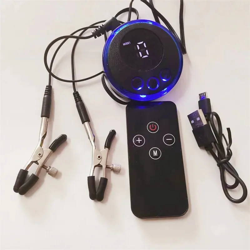 Remote Control Electric Shock Metal Nipples Clamps Breast Stimulation Massage Clitoris Labia Clips Adult Sex Toys for Women Men — image 1