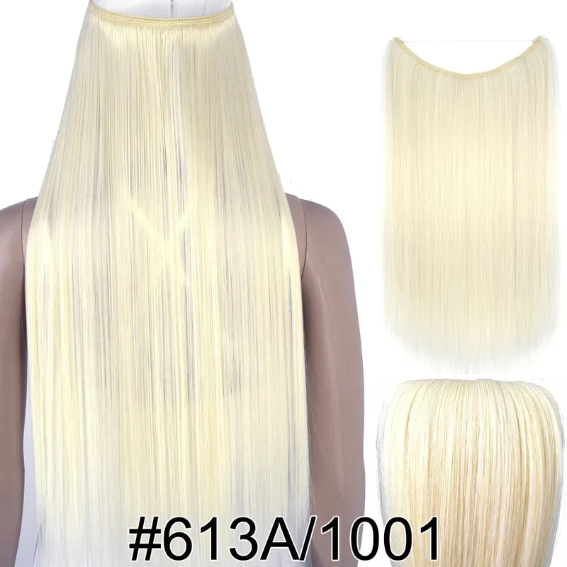 Synthetic Heat Resistant Hair Silky Straight Elasticity Invisible Wire Hair Extensions 8006