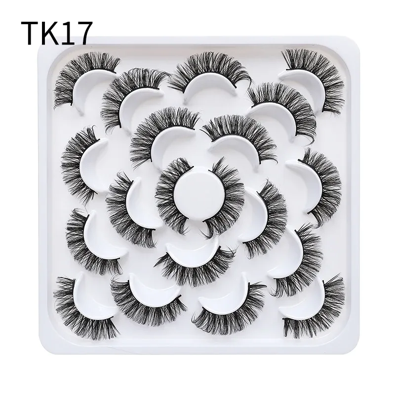 10 Pairs Russian DD Curl Bulk Fluffy Strip Lashes Natural Soft False Eyelashes Reusable Handmade Eye Lashes for Daily&Party