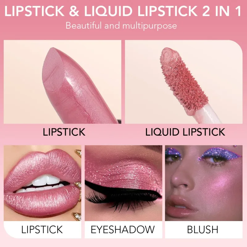 DNM Double Headed Mate læbestift og lipgloss Langtidsholdbar makeup 2 i 1 stift fugtgivende lipgloss Tint Kosmetik Lip Stain