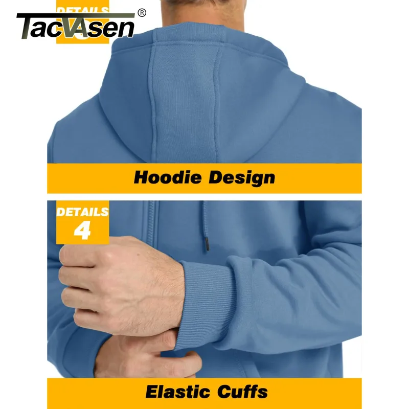 Big Pockets Fleece Lining Hoodies Mens Hooded Coats Full Zip Up Casual Hoodie Jackets Athlete Running Hiking Sportswear — image 23