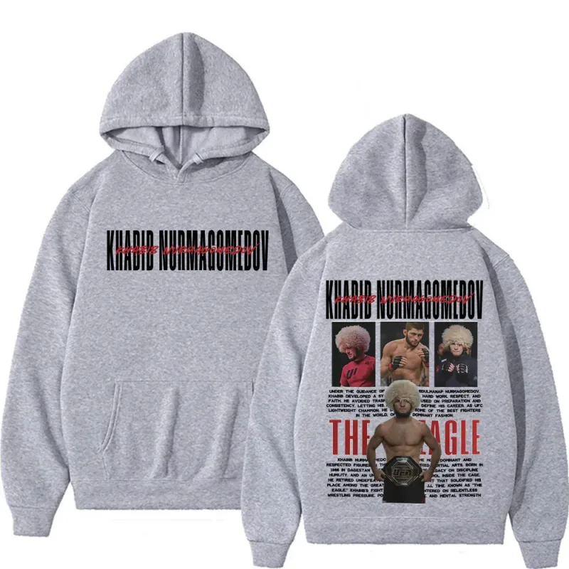Khabib Nurmagomedov THE EAGLE Merch Sweatshirt Vêtements pour hommes Harajuku Classique Sweats à capuche surdimensionnés Polaire Sweat à capuche confortable de haute qualité