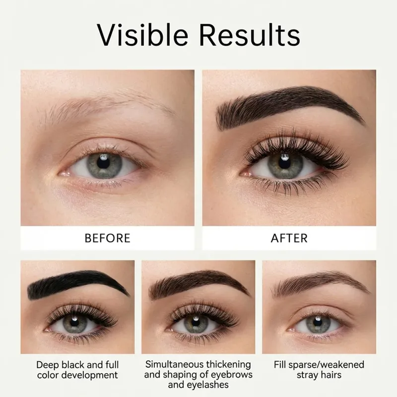 2-in-1 Lash and Brow Tint Kit Professional DIY Semi-Permanent Eyelash Eyebrow Color Dye Set Home Salon Use Intense Black 1 Set