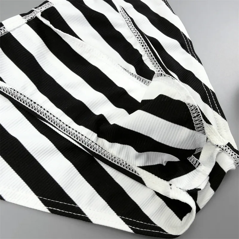 Ceinture brillante rayée pour hommes, slip Sexy à fourche haute, élastique et confortable, culotte à poche bombée, sous-vêtements taille basse à séchage rapide