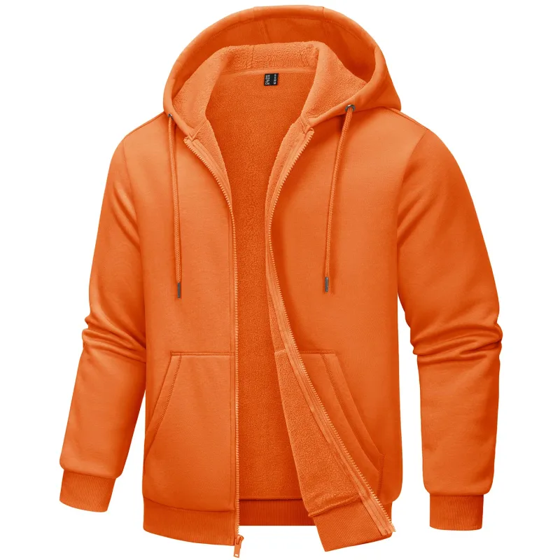 Big Pockets Fleece Lining Hoodies Mens Hooded Coats Full Zip Up Casual Hoodie Jackets Athlete Running Hiking Sportswear — image 34