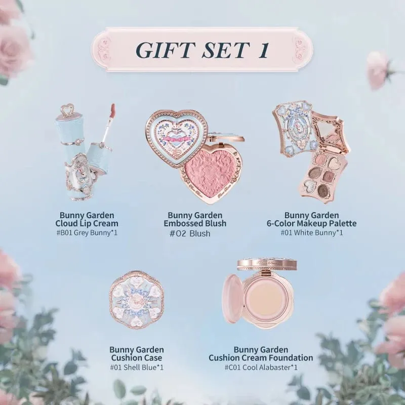 Flower Knows Bunny Garden Collection Gift Sets Makeup Lip Cream Blush Cushion Cream Foundation Makeup Kit Full Professional