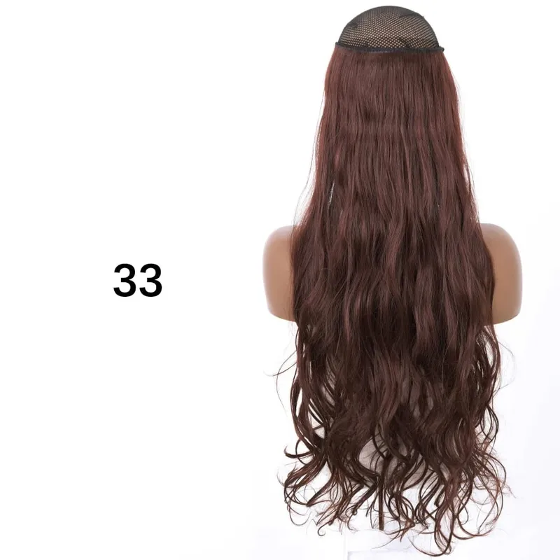 Synthetic No Clip Hair Extensions Natural 16 22 32" Long Wavy Invisible Wire One Piece False Hairpiece For Women